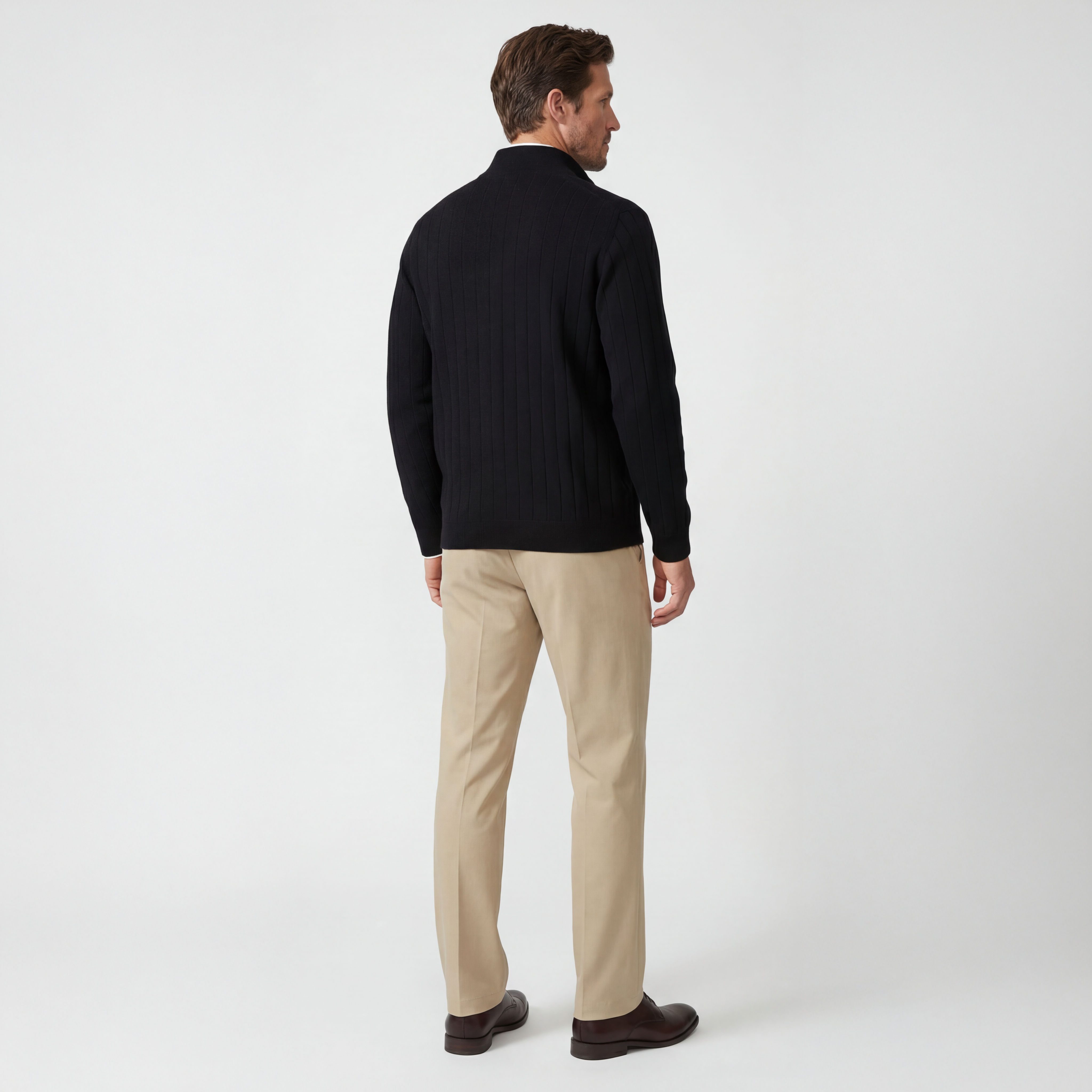 Signature Merino Lined Quarter-Zip Mock Neck Wind Sweater