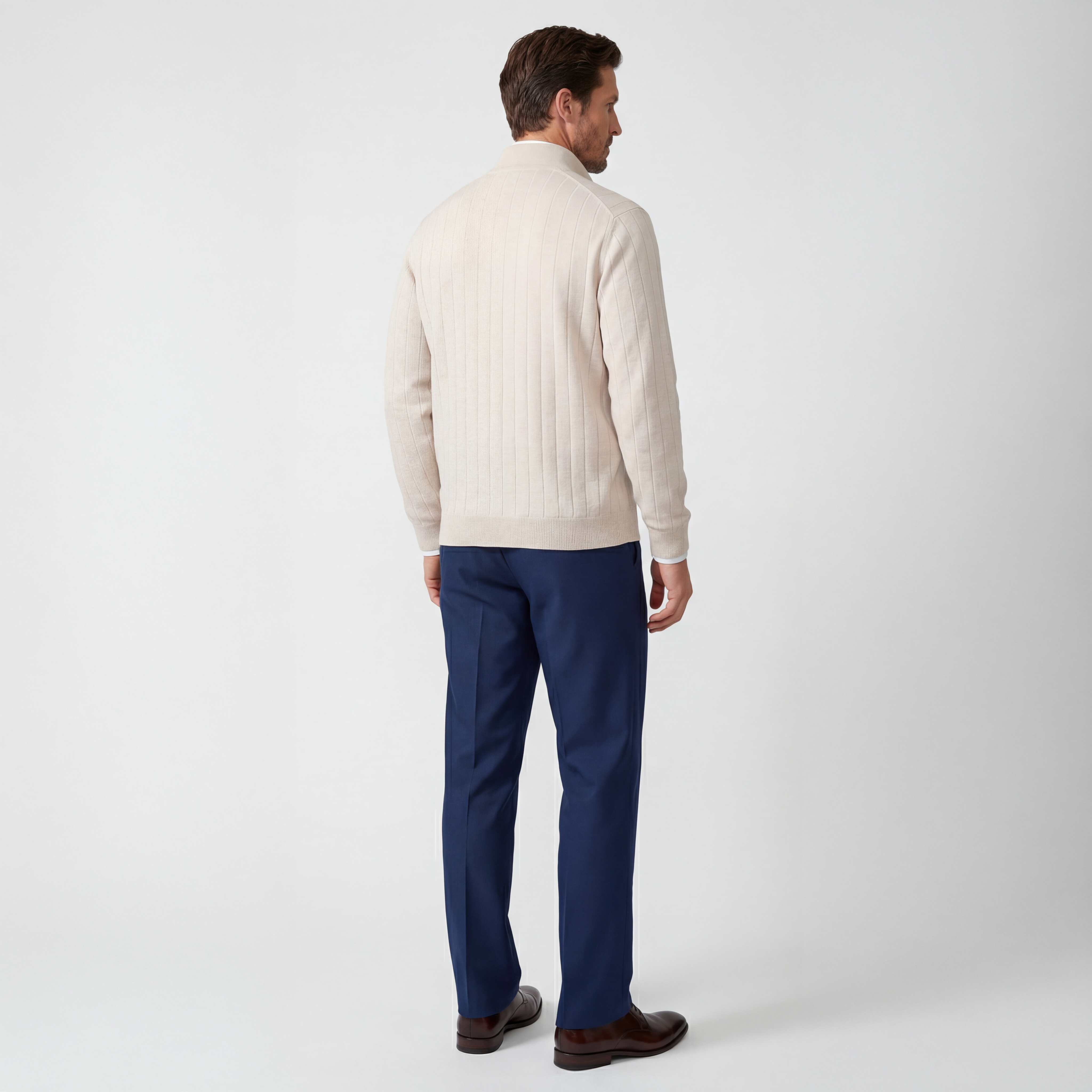 Signature Merino Lined Quarter-Zip Mock Neck Wind Sweater