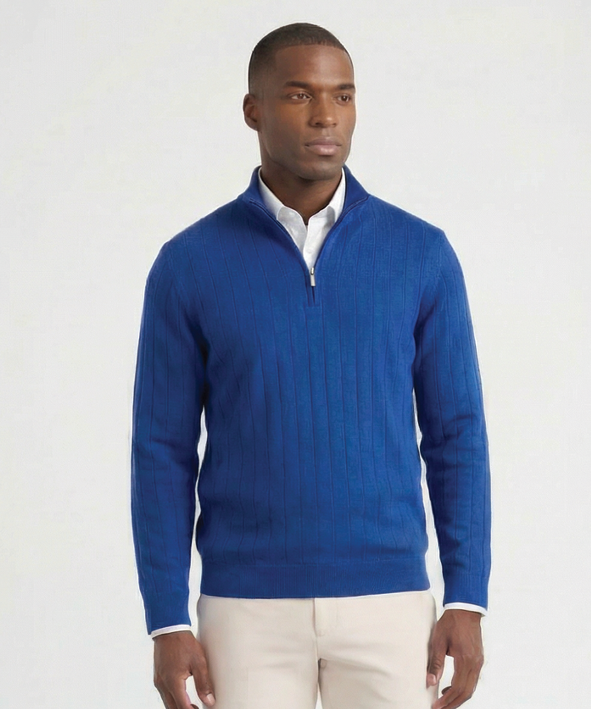 Signature Merino Lined Quarter-Zip Mock Neck Wind Sweater