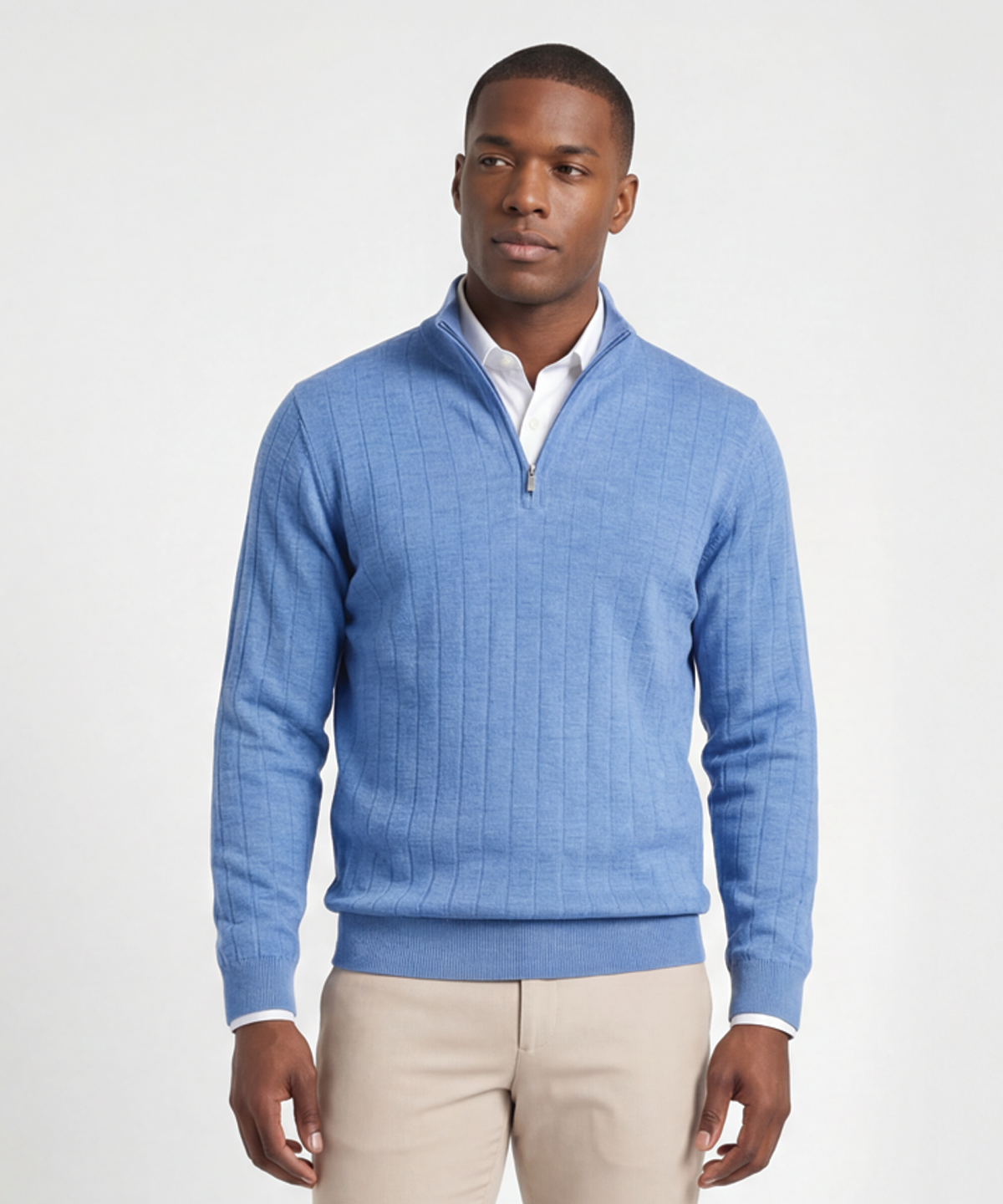 Signature Merino Lined Quarter-Zip Mock Neck Wind Sweater