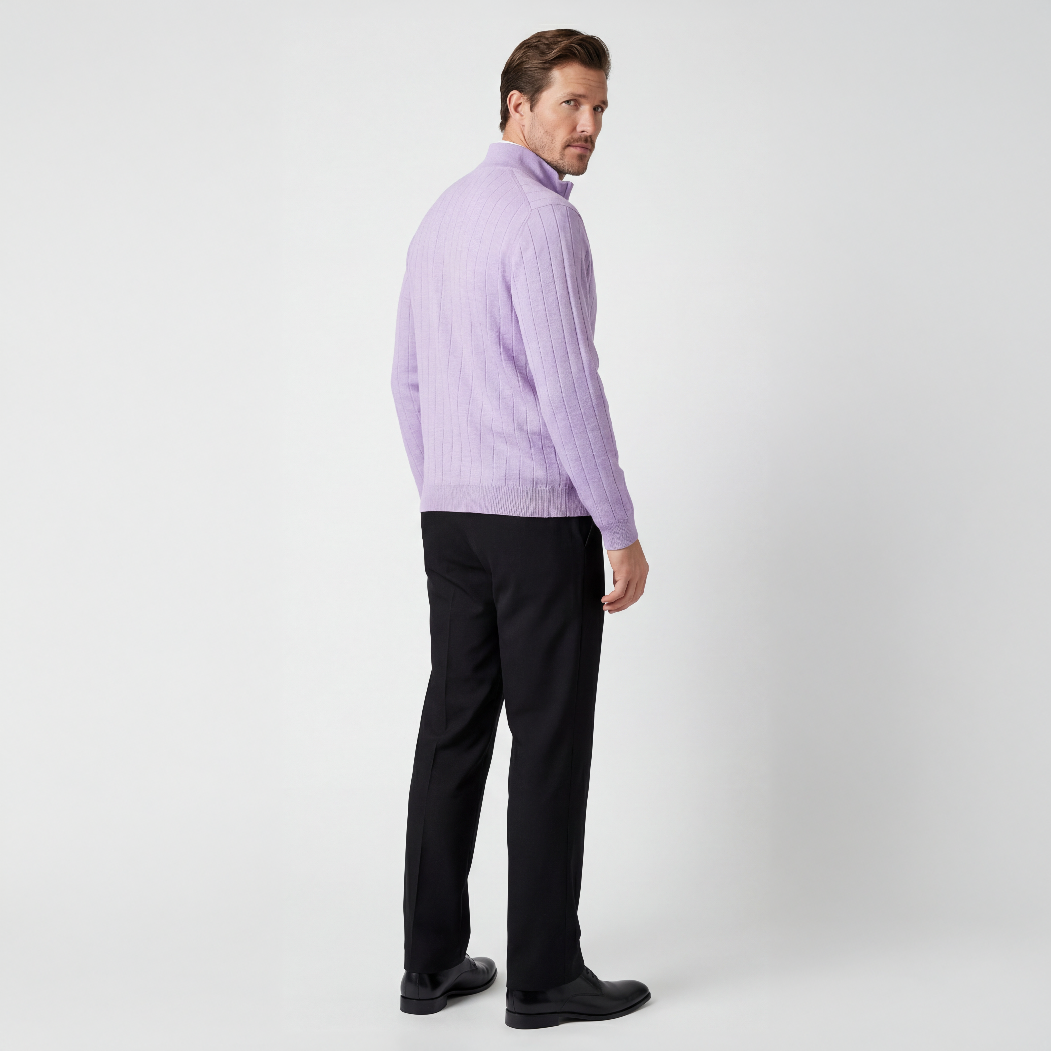 Signature Merino Lined Quarter-Zip Mock Neck Wind Sweater