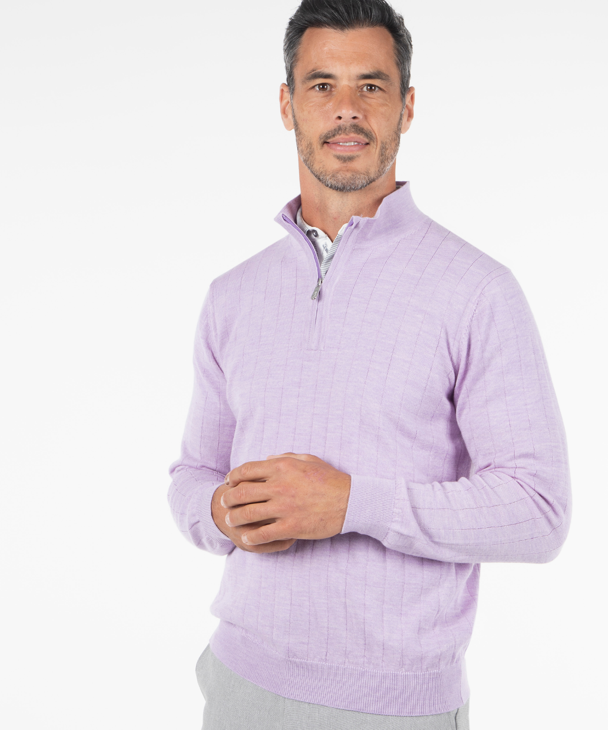 Signature Merino Lined Quarter-Zip Mock Neck Wind Sweater Signature Merino Lined Quarter-Zip Mock Neck Wind Sweater