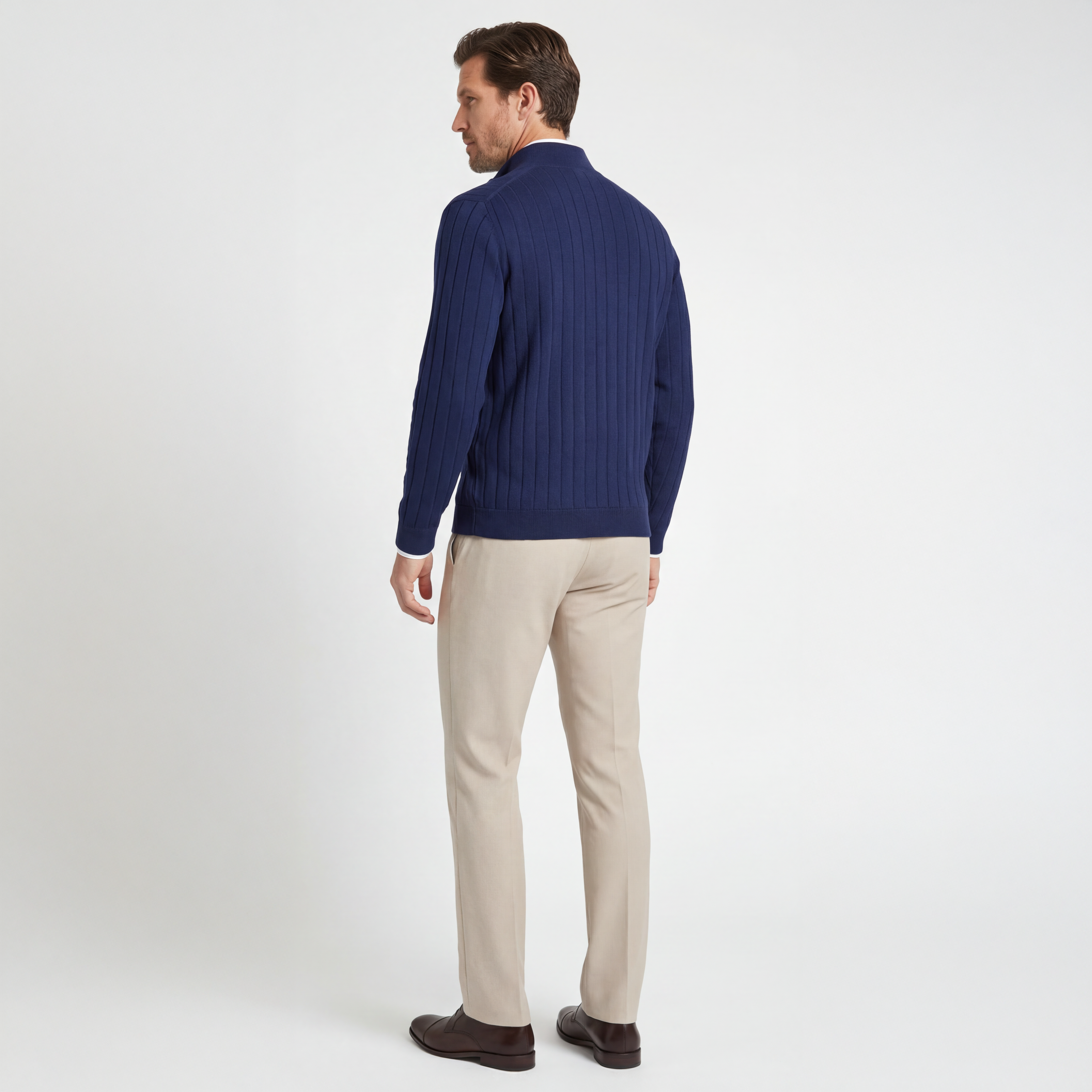 Signature Merino Lined Quarter-Zip Mock Neck Wind Sweater