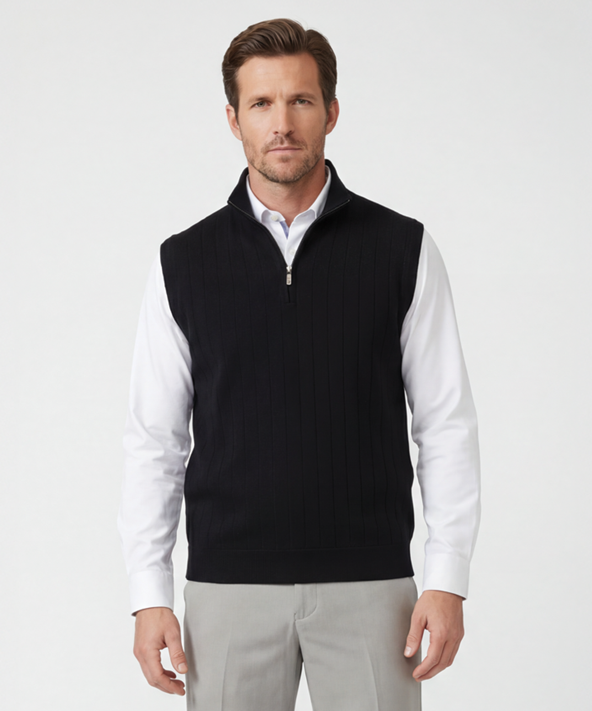 Signature Merino Lined Quarter-Zip Mock Neck Wind Vest