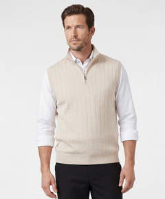 Signature Merino Lined Quarter-Zip Mock Neck Wind Vest - Bobby Jones
