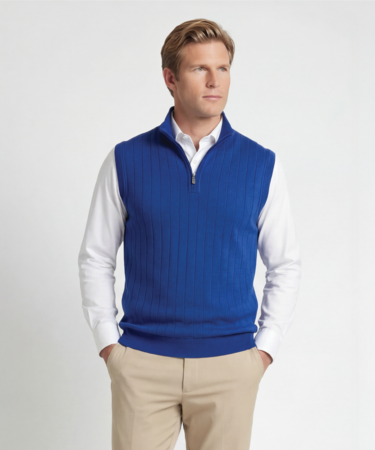 Signature Merino Lined Quarter-Zip Mock Neck Wind Vest