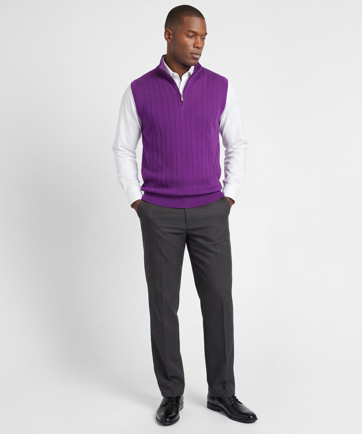 Signature Merino Lined Quarter-Zip Mock Neck Wind Vest