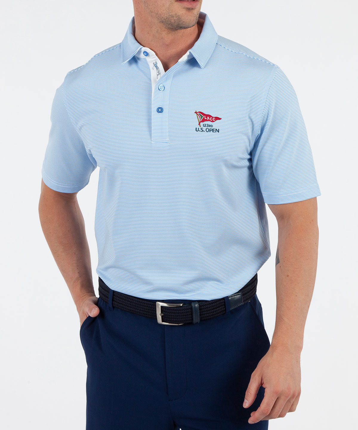 123rd U.S. Open Men's Bobby Jones Mini Feed Stripe Short Sleeve Polo Shirt