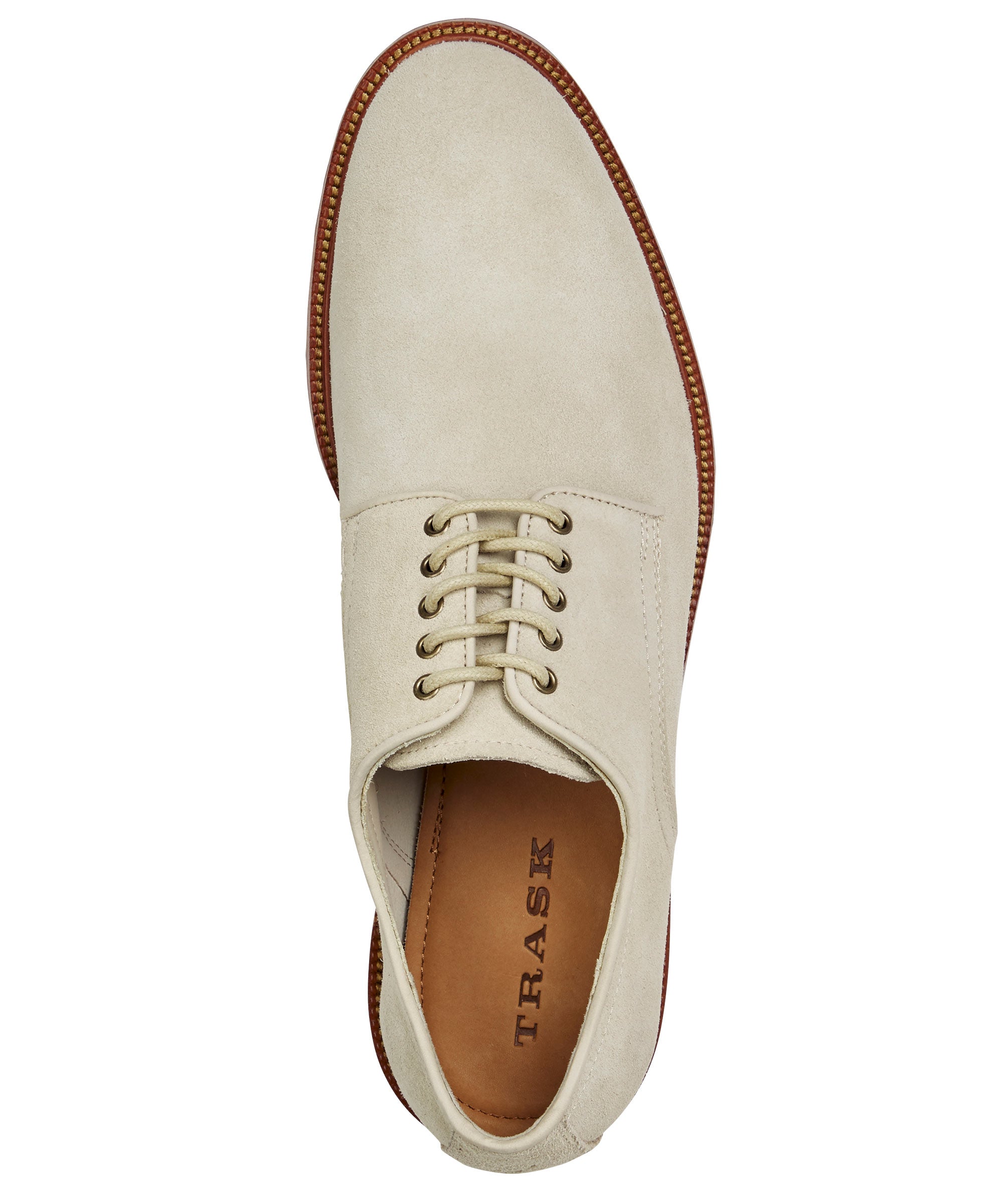 Trask Landry Waxed Suede Oxford Stone Bobby Jones