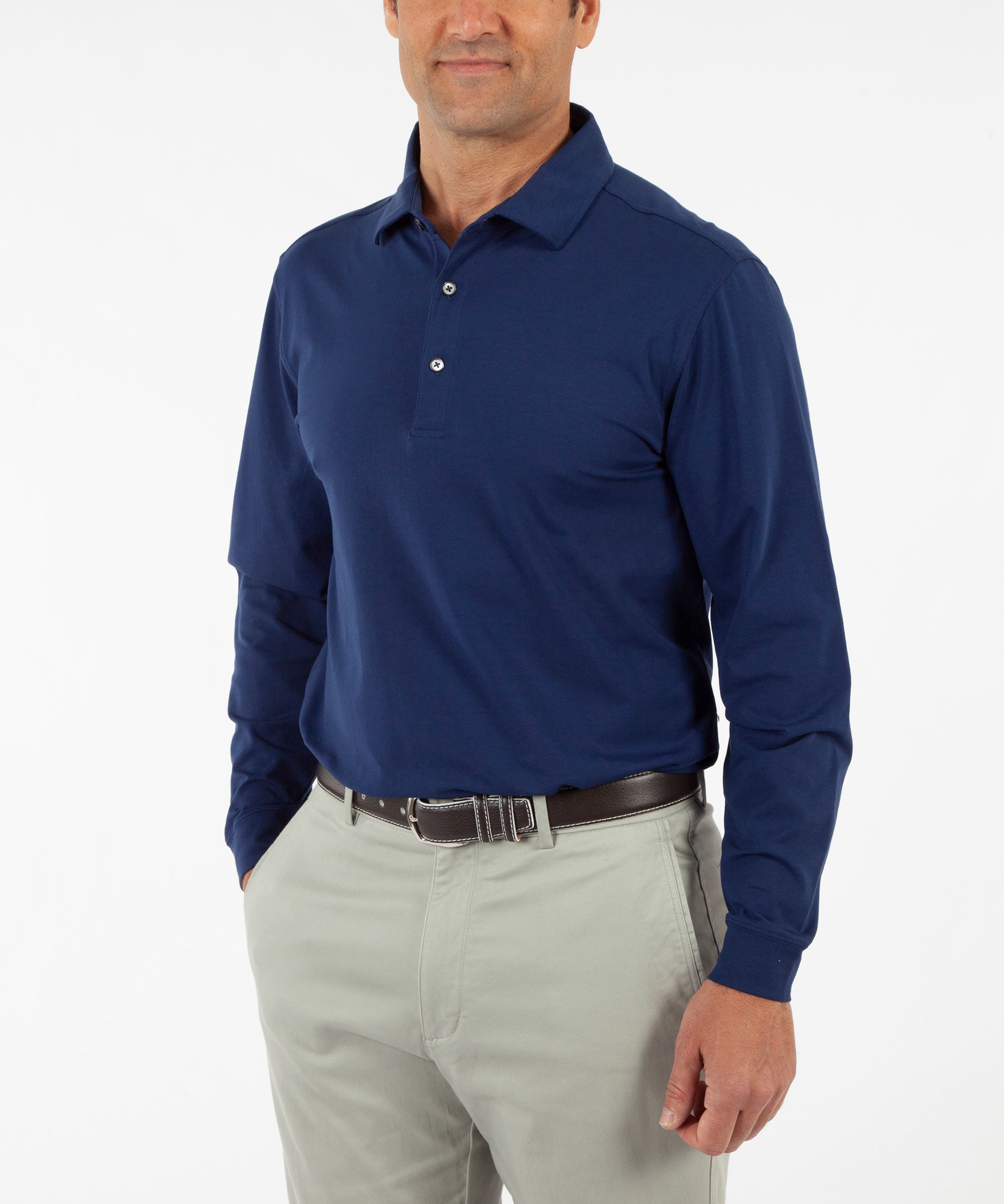 Liquid Stretch Cotton Long-Sleeve Polo Shirt - Bobby Jones