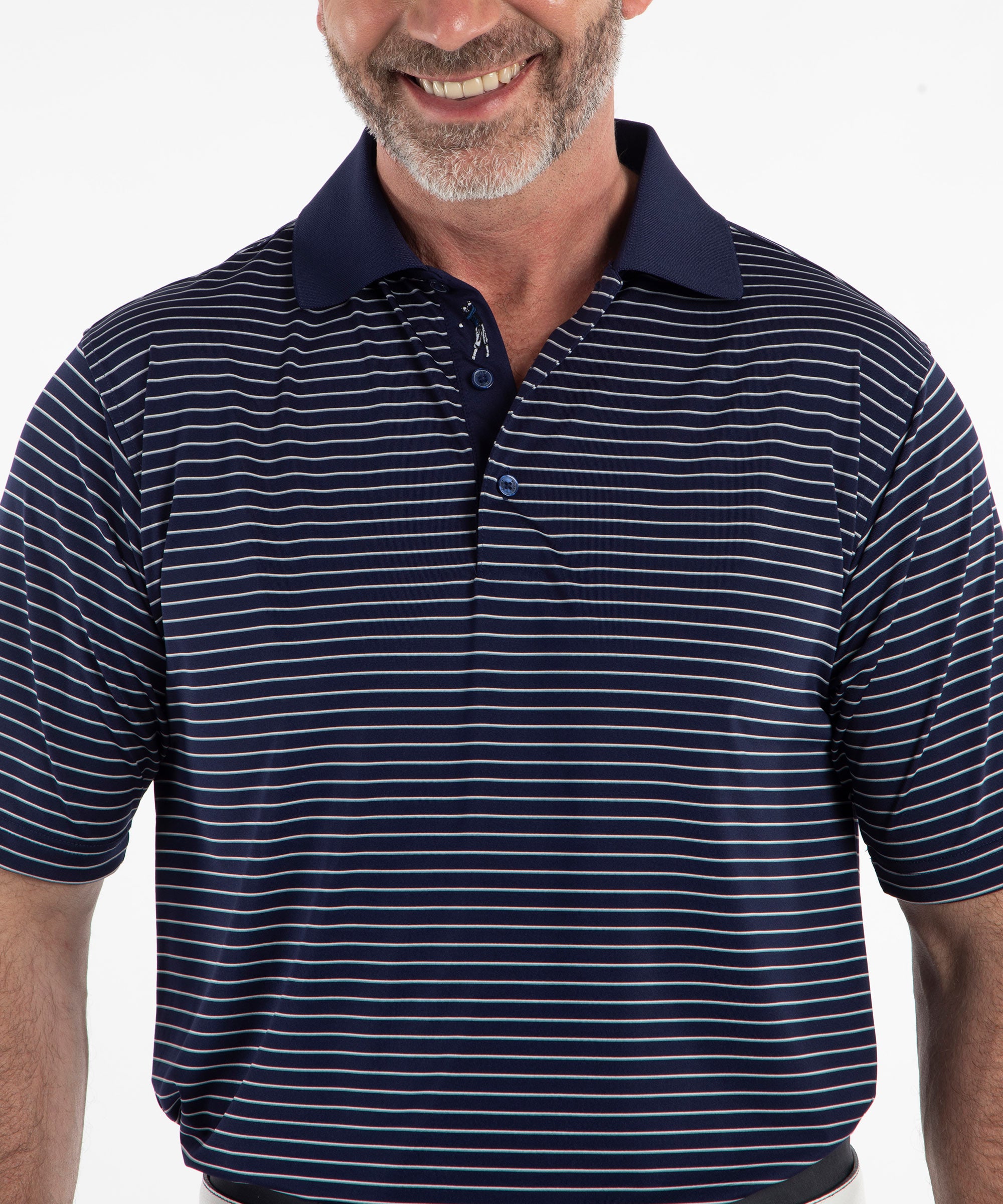 Signature Pisano Stripe 100% Mercerized Cotton Short Sleeve Polo Shirt