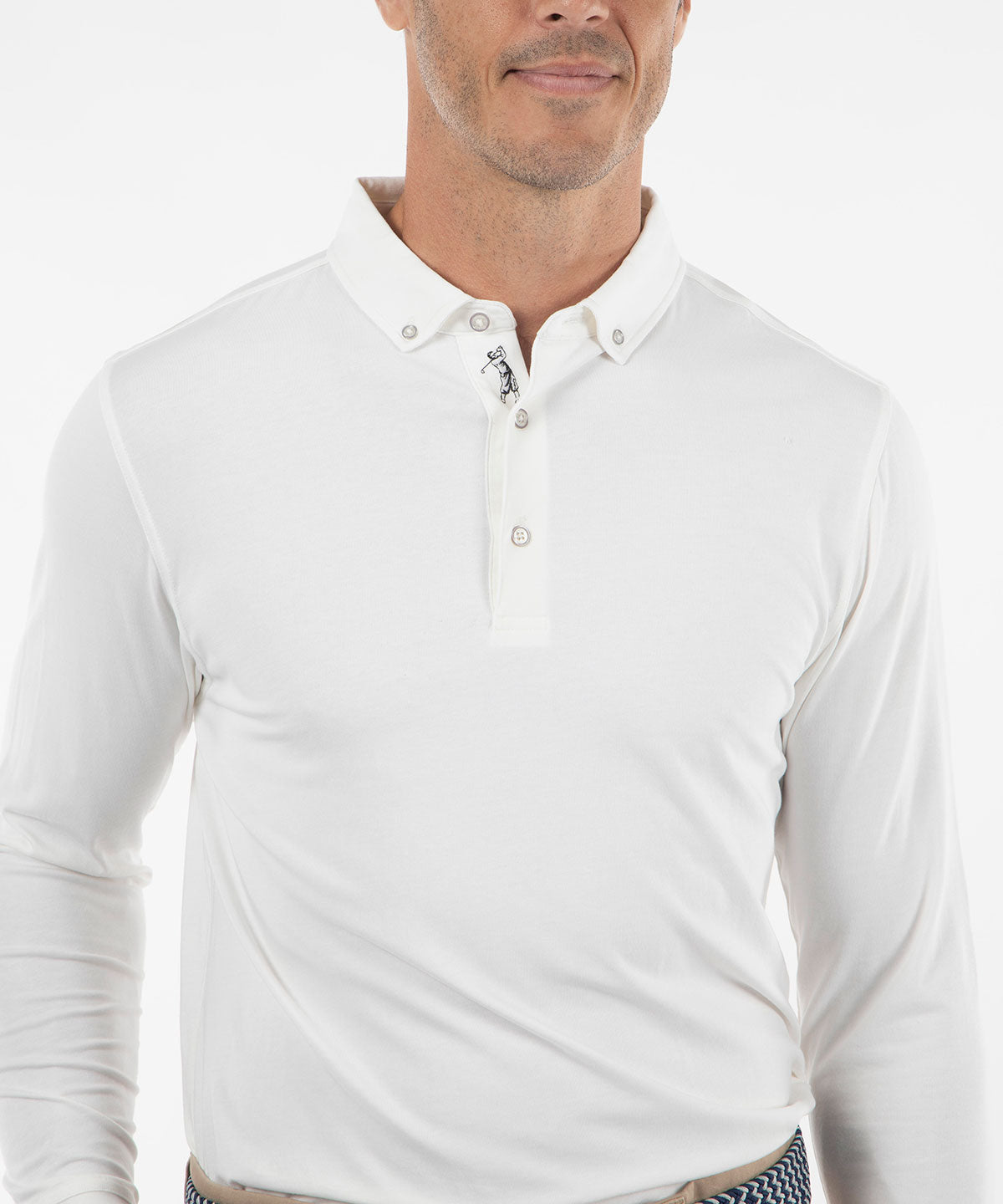 Signature Liquid Cotton Button-Down Collar Long-Sleeve Polo