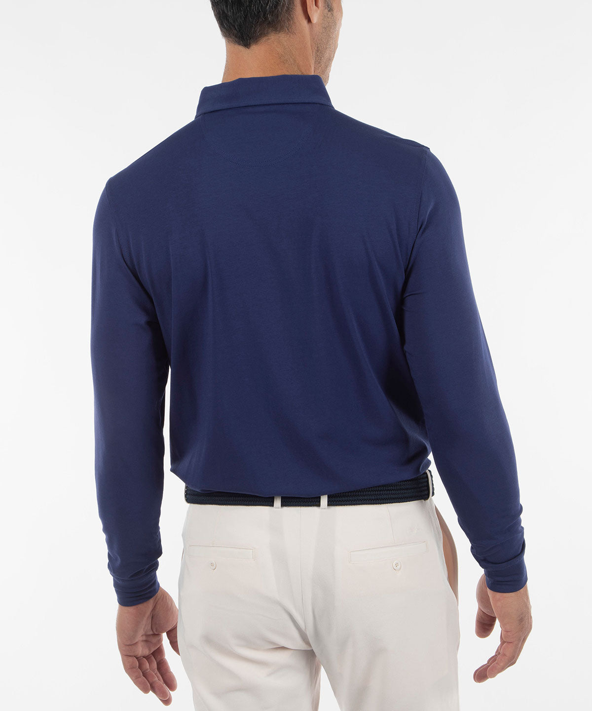 Navy - Long Sleeve Polo - Button Down Collar