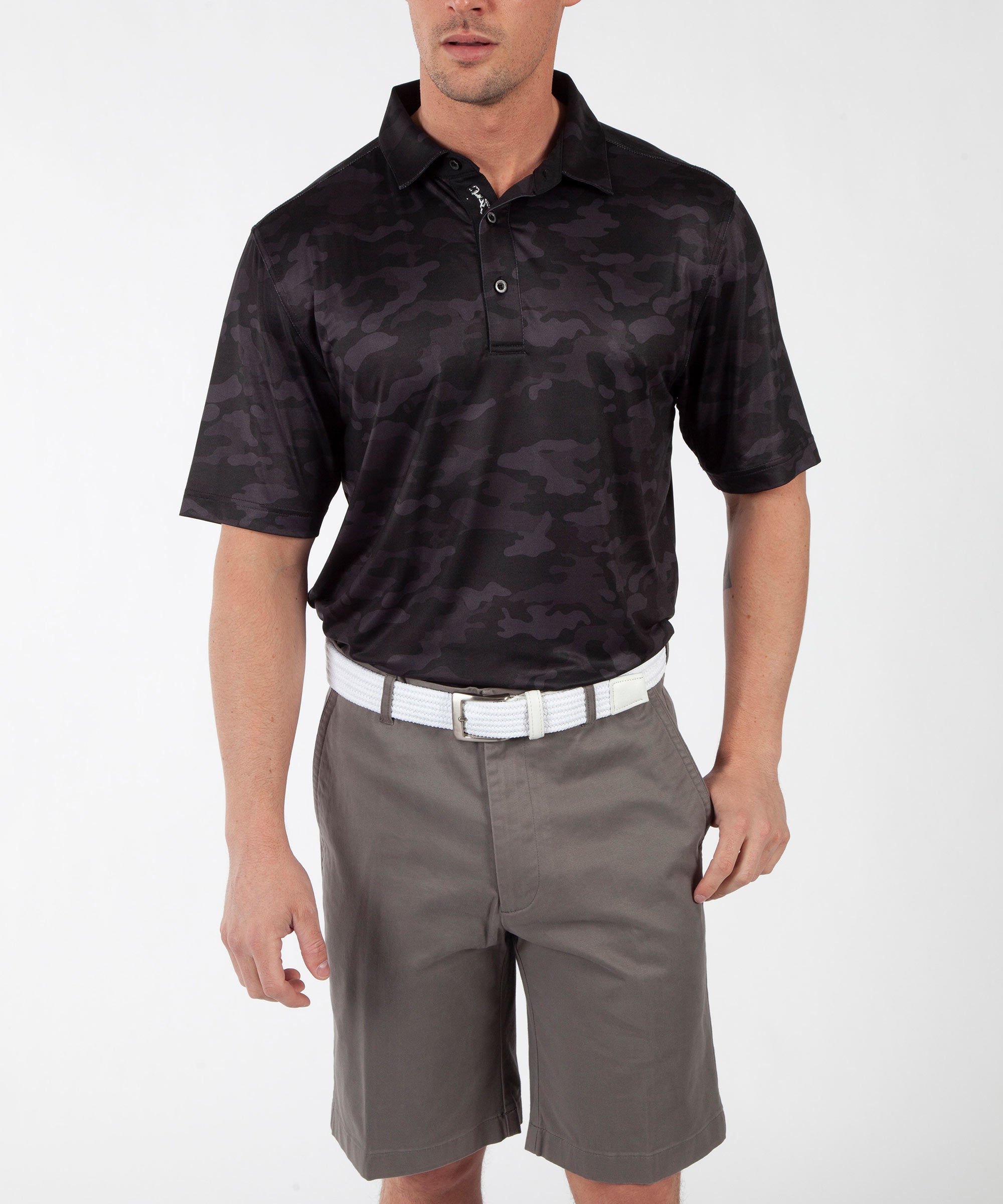 Performance Camo Print Short Sleeve Polo Shirt