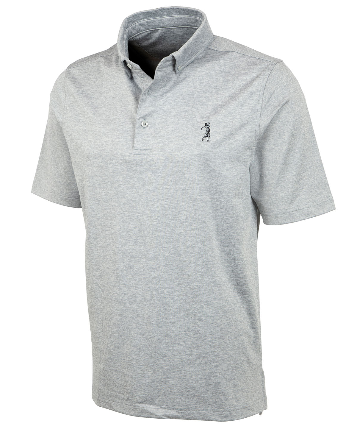 Performance Brushed-Back Stretch Jersey Short Sleeve Button-Down Polo