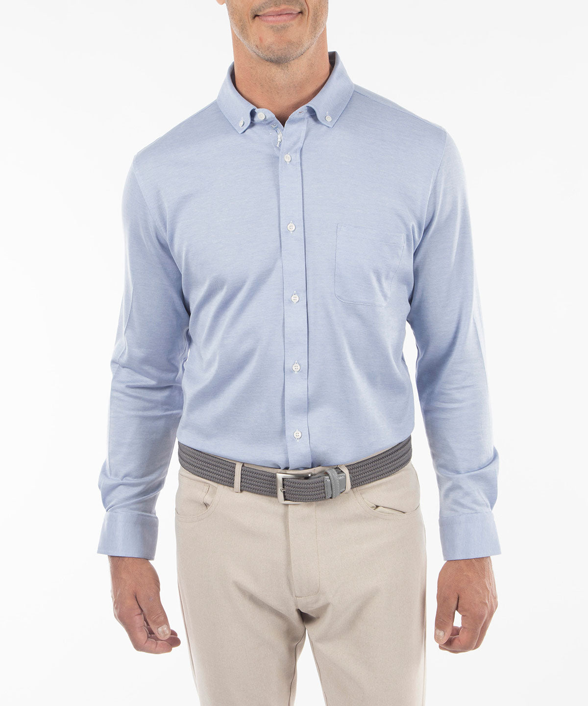 Men's Soft Wash Knit Long Sleeve Button-Up Shirt