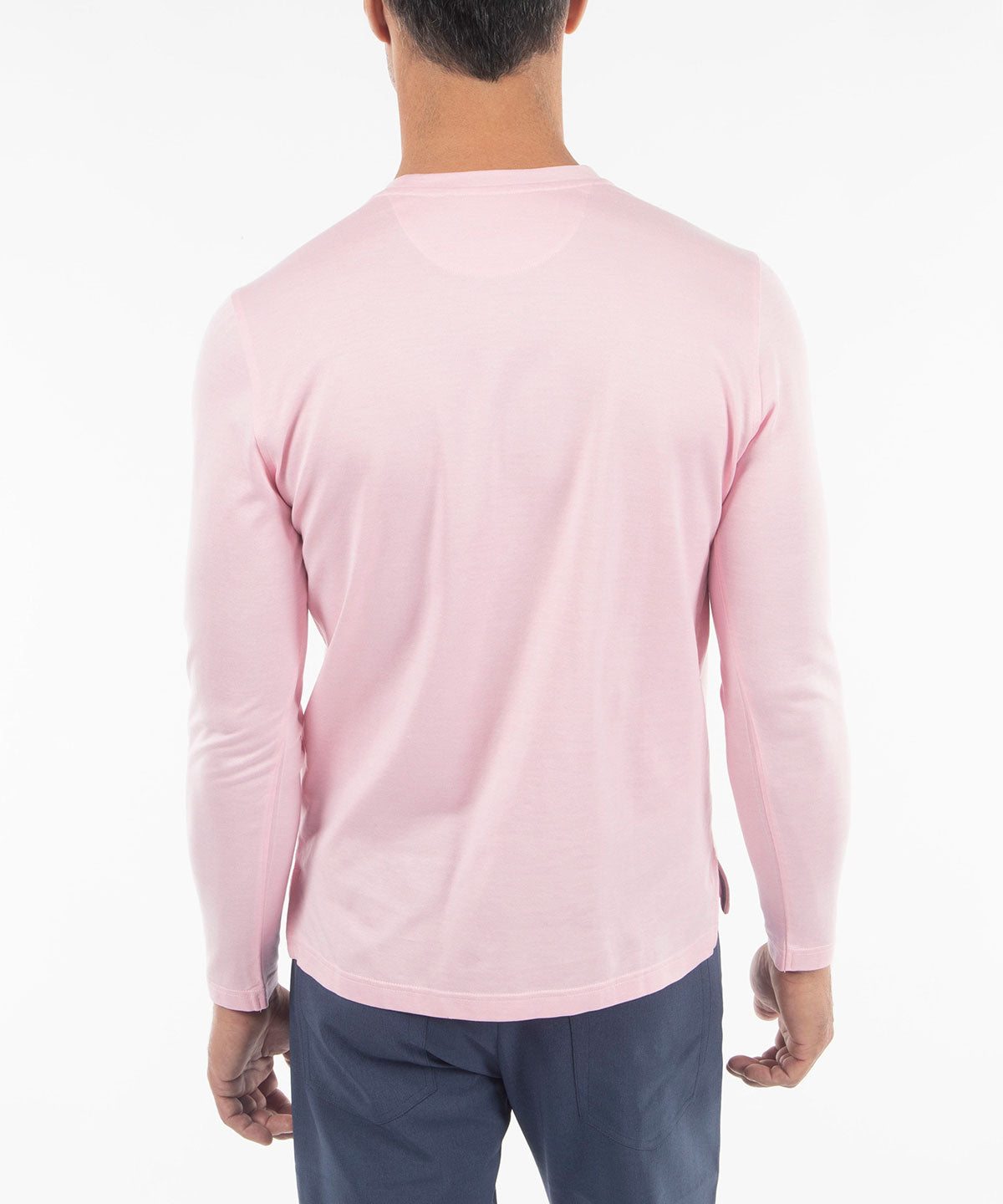 Basic Hot Pink Crew Neckline Long Sleeves Cotton T-Shirt