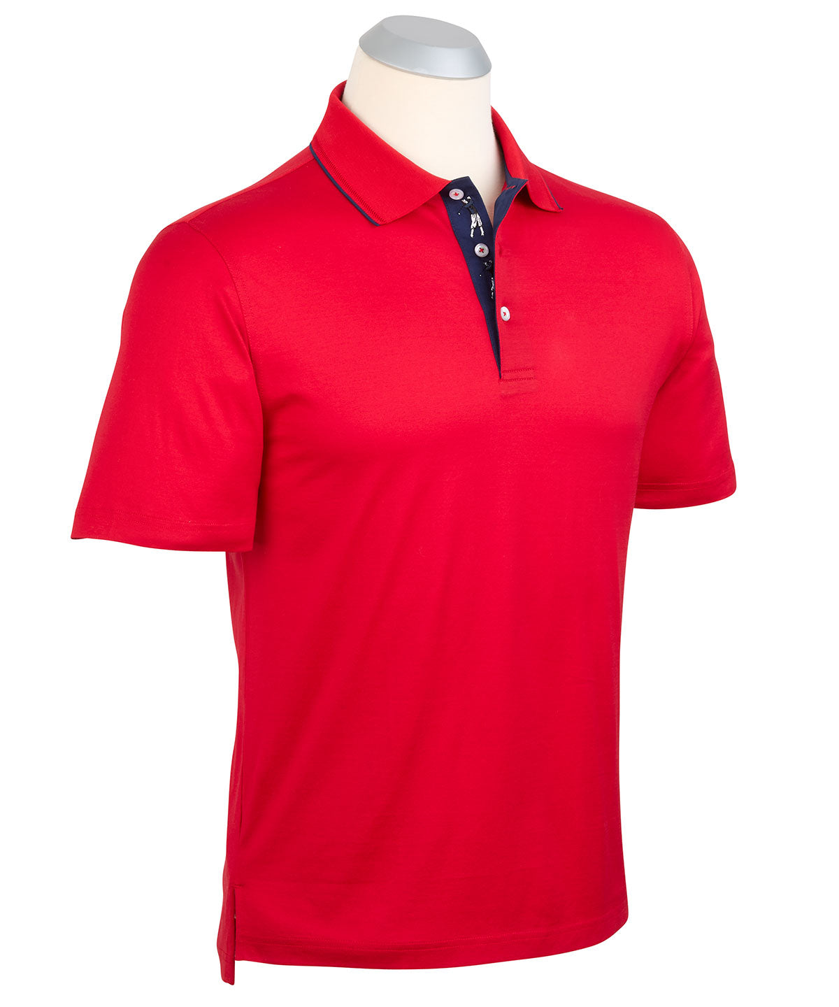 Red and White Mens Tipped Short Sleeve Polo Shirt - Red/White Small / Red and White