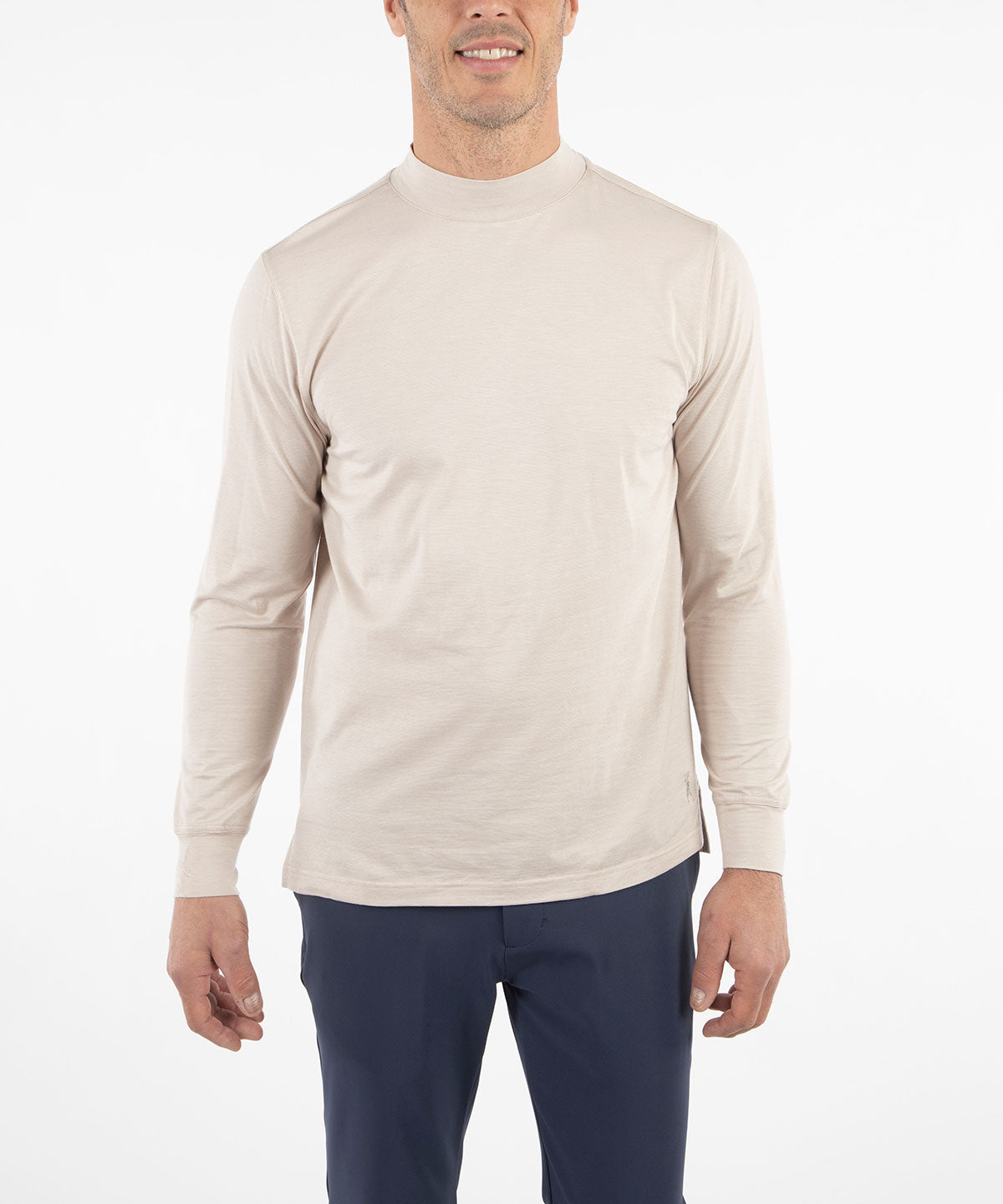 Liquid Stretch Cotton Long-Sleeve Mock Neck Shirt