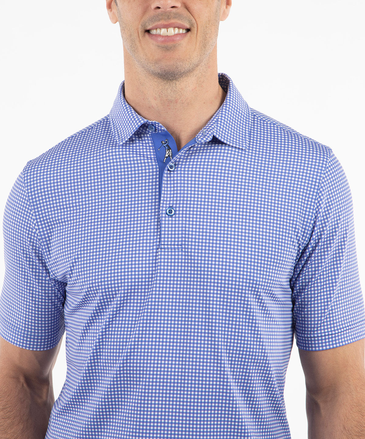 Performance Jersey Gingham Print Polo
