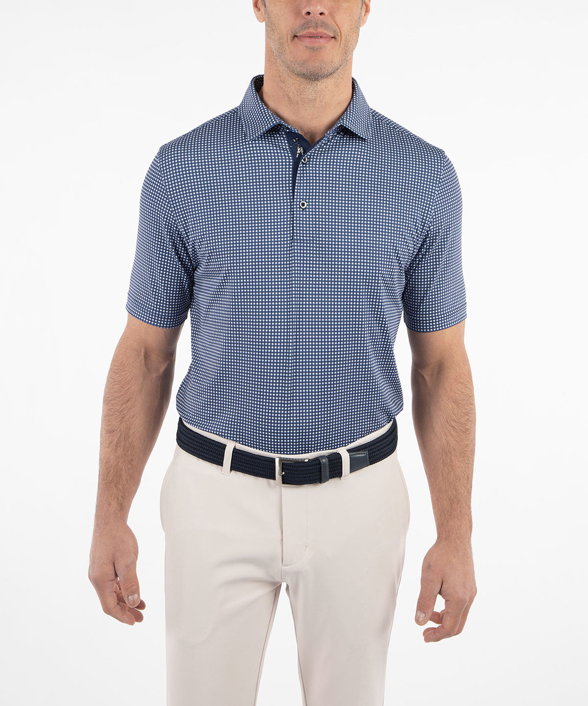 Performance Jersey Gingham Print Polo