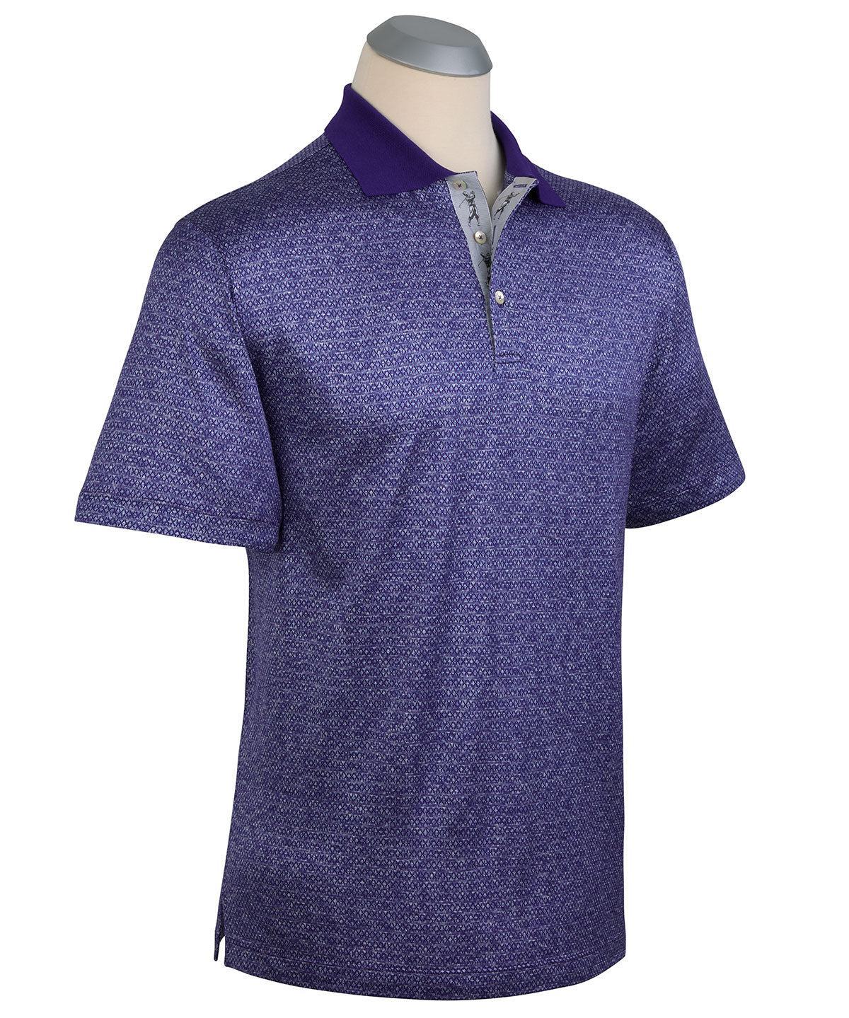 Heritage Italian Cotton-Silk Geo Print Polo Shirt - Bobby Jones