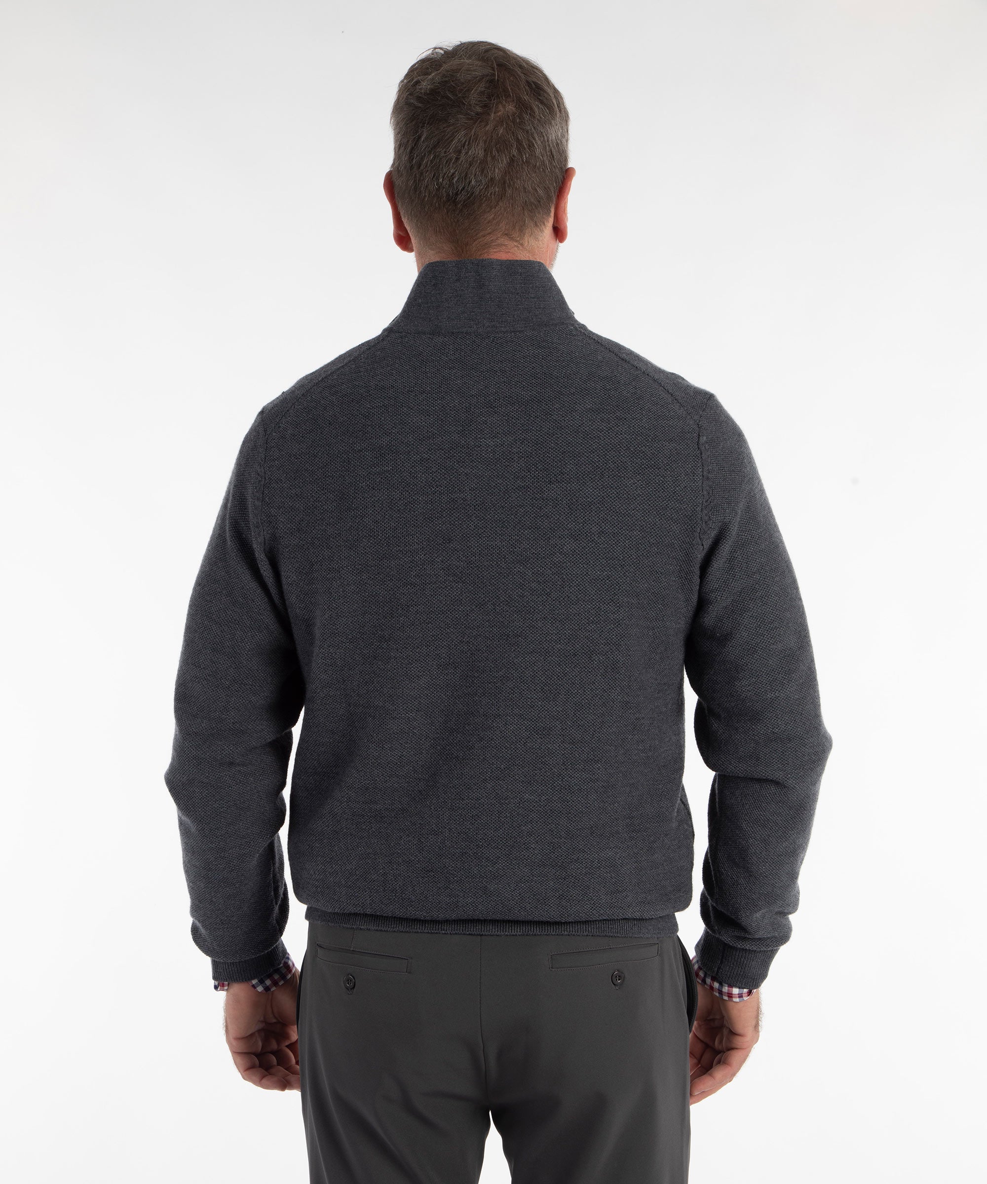 Signature 100% Merino Wool Tuck-Stitch Quarter-Zip Lined Wind Sweater