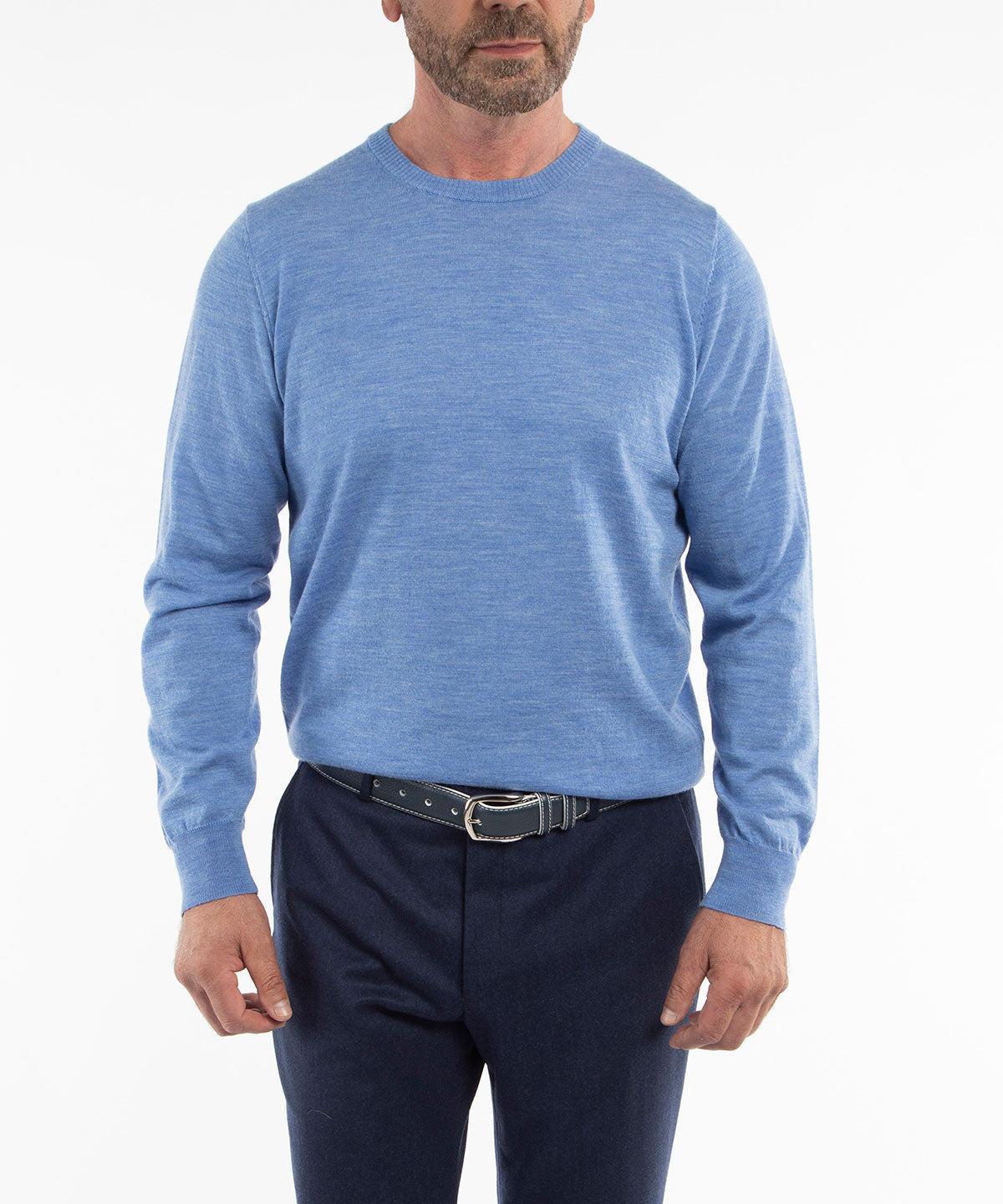 Men's Merino Wool Crew Neck Sweater: Blue-Grey – BBC Shop US