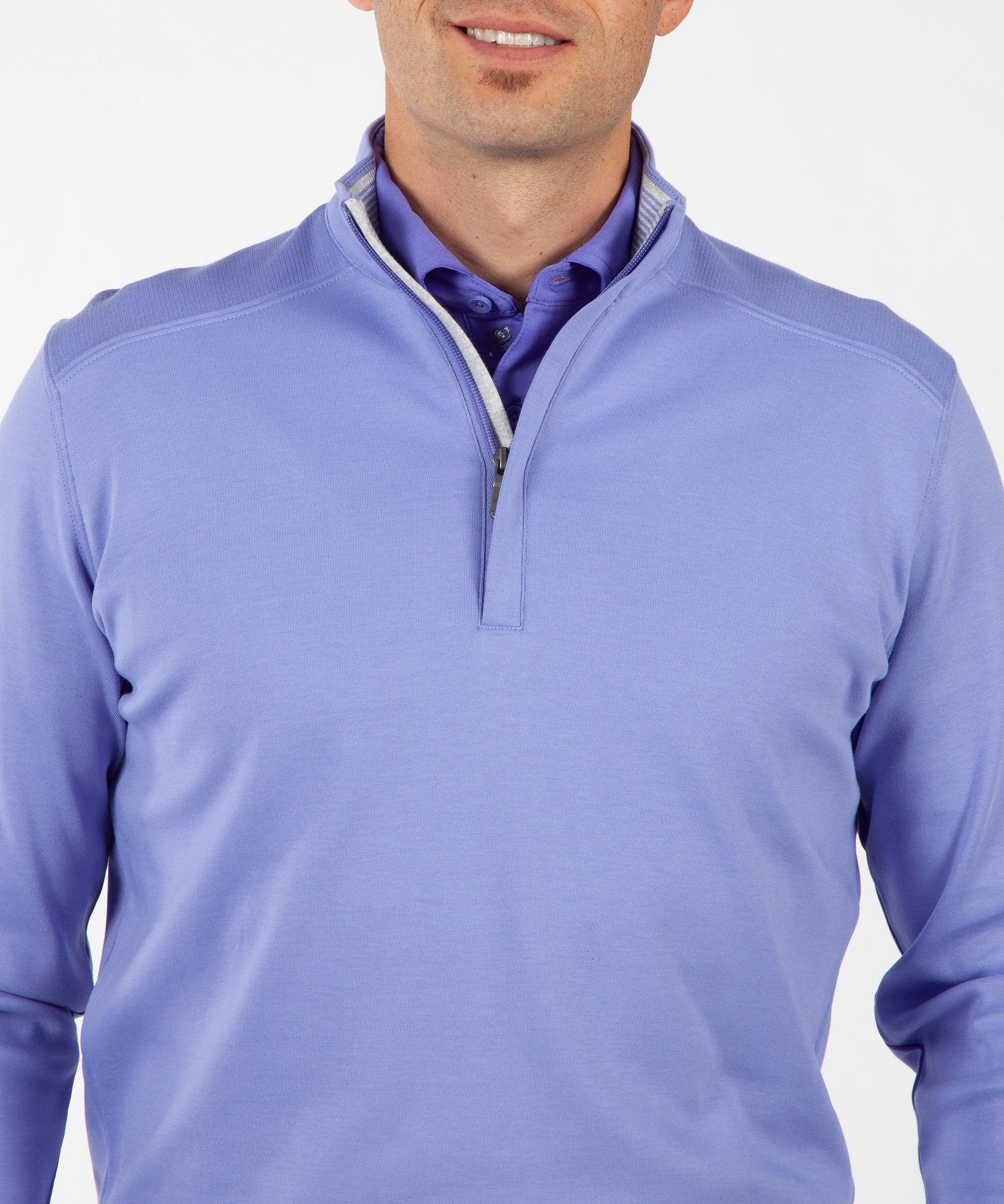 Bobby Jones Golf Pima Cotton Pullover 1/4 Zip Monogram Neck Men's Blue