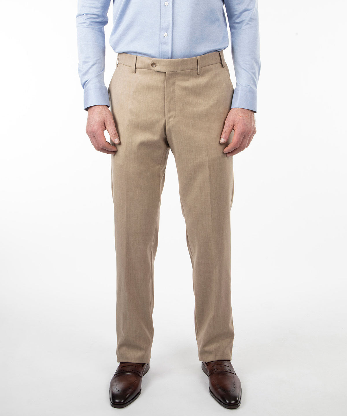 Classic | Suitsupply Mens Pleated Braddon Trousers Light Brown ~ Conceptos  BR