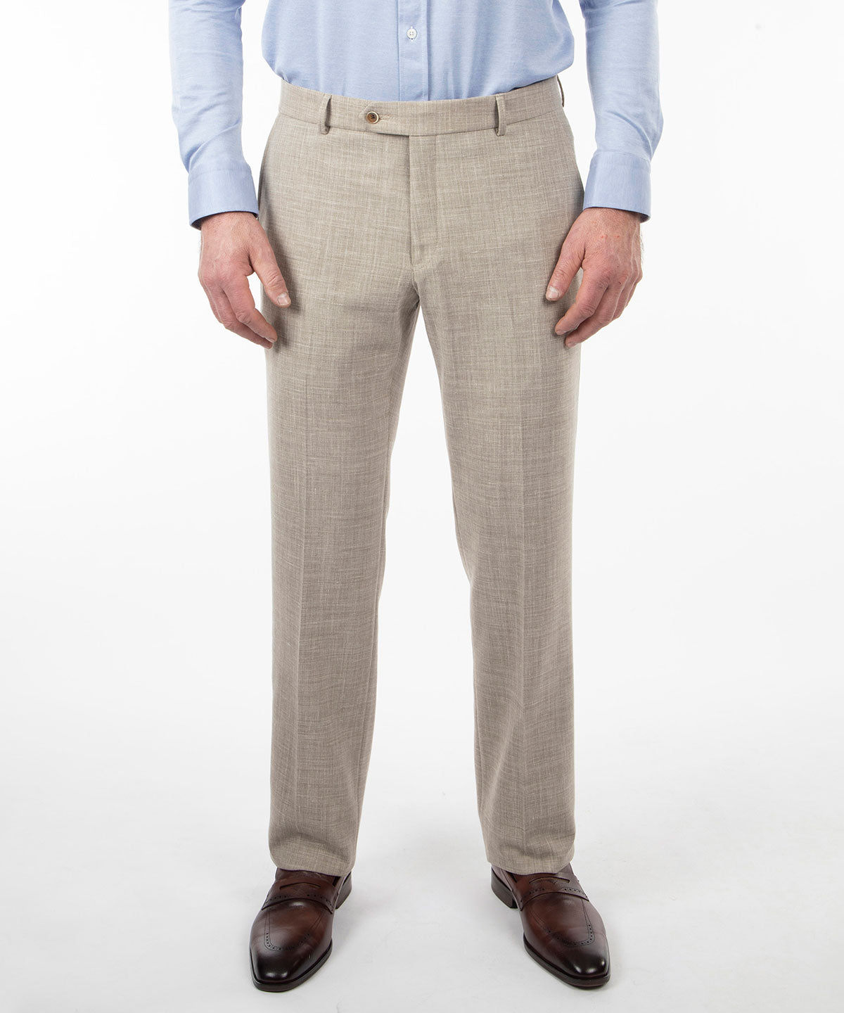 Signature Bi-Stretch Performance Linen Flat-Front Pants
