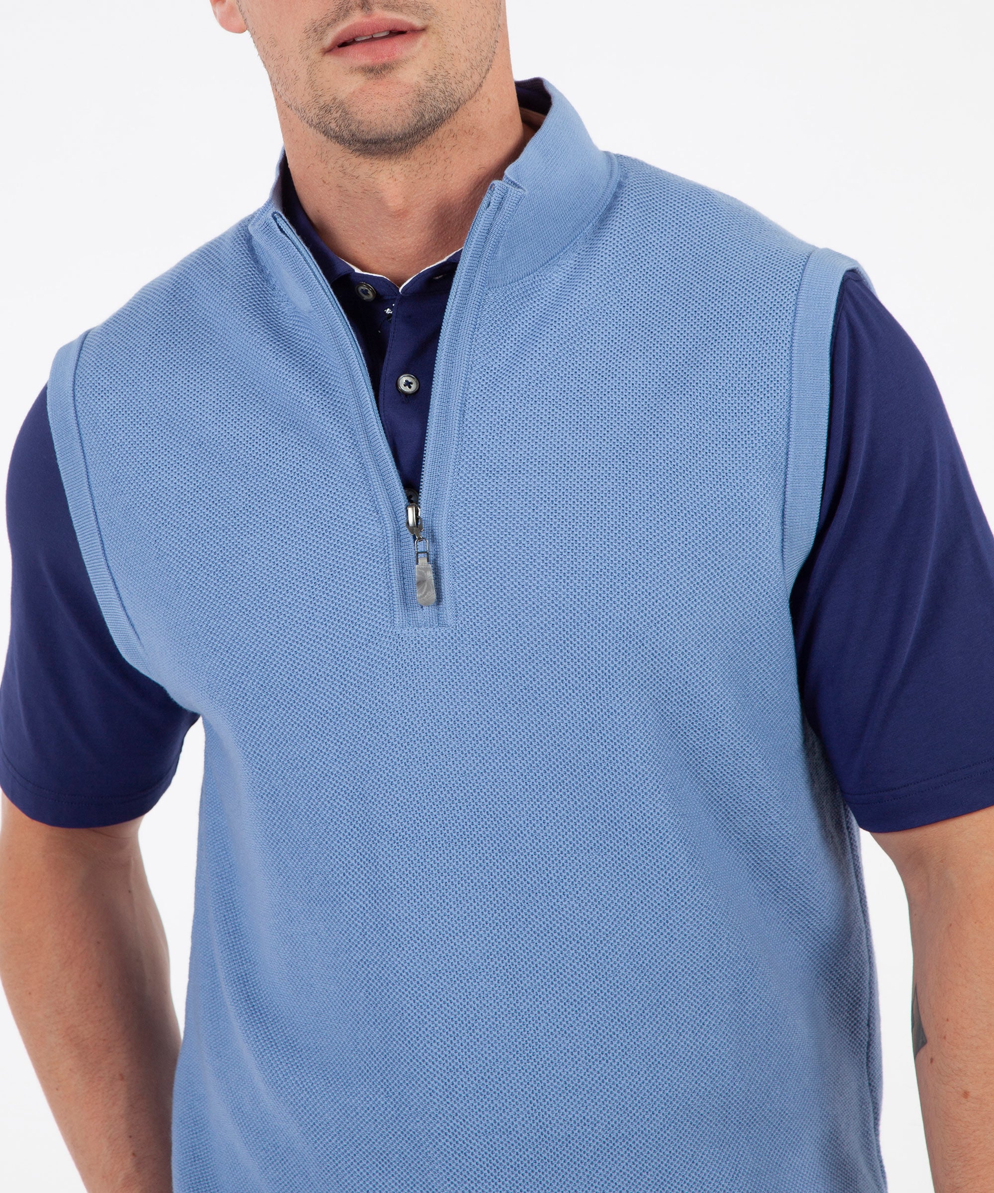 Signature Merino Tuck-Stitch Quarter-Zip Lined Wind Sweater Vest