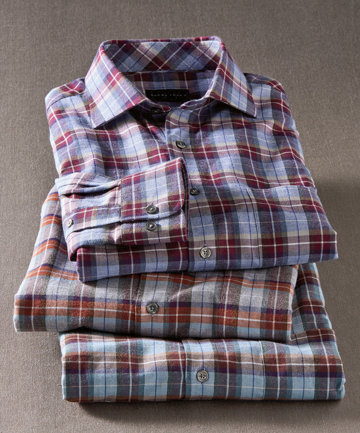 Charles Brushed Cotton Plaid Long Sleeve Sport Shirt - Bobby Jones