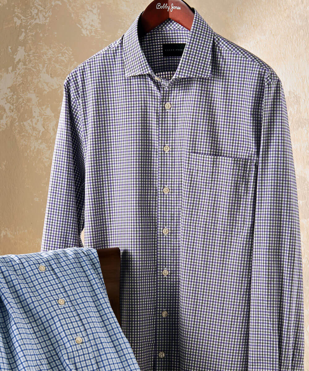 Tobin Grid 100% Cotton Long Sleeve Sport Shirt