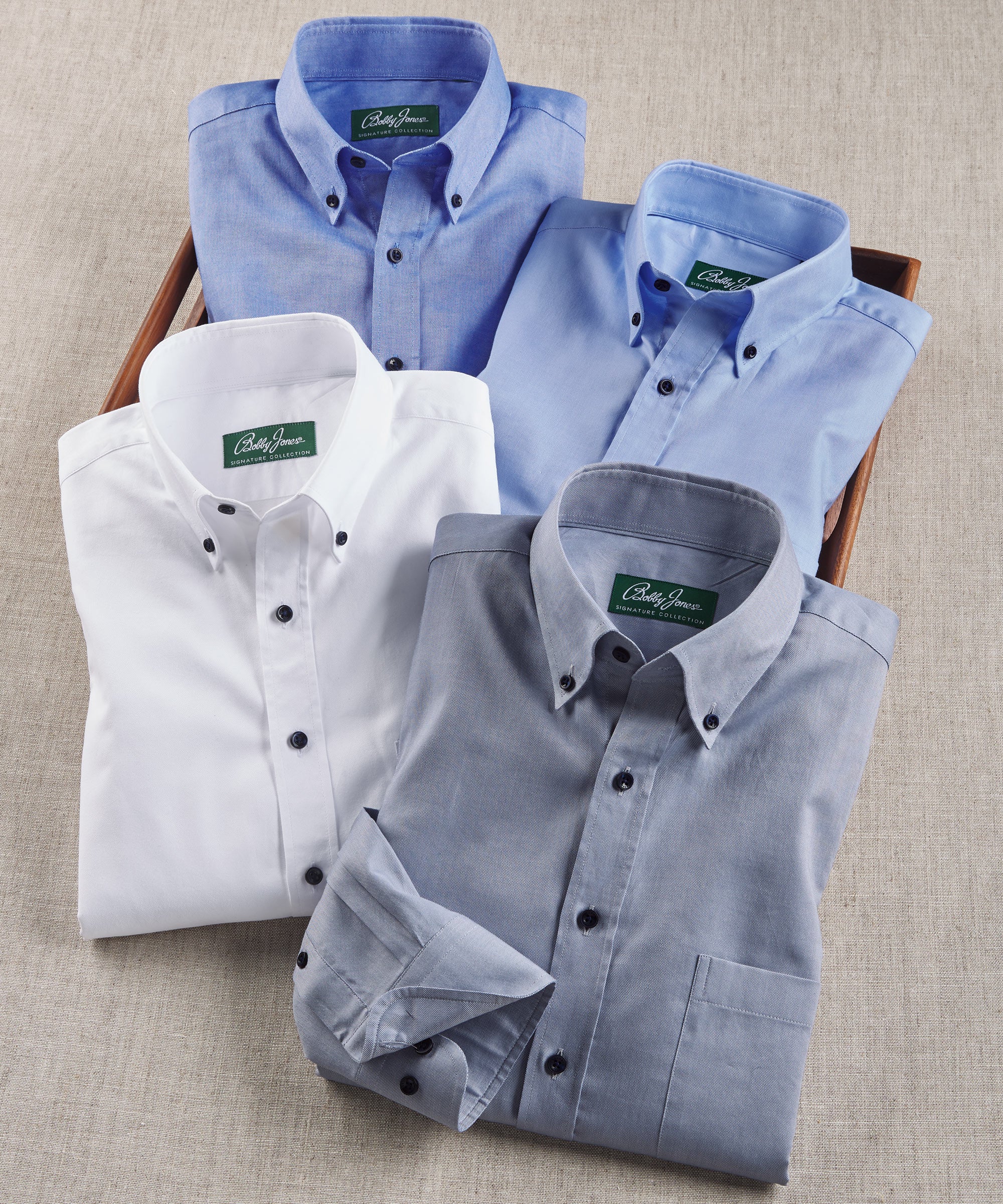 Signature Oxford Long Sleeve Sport Shirt with Contrast Buttons Light Grey / XL / 36 Signature Oxford Long Sleeve Sport Shirt with Contrast Buttons Light Grey / XL / 36