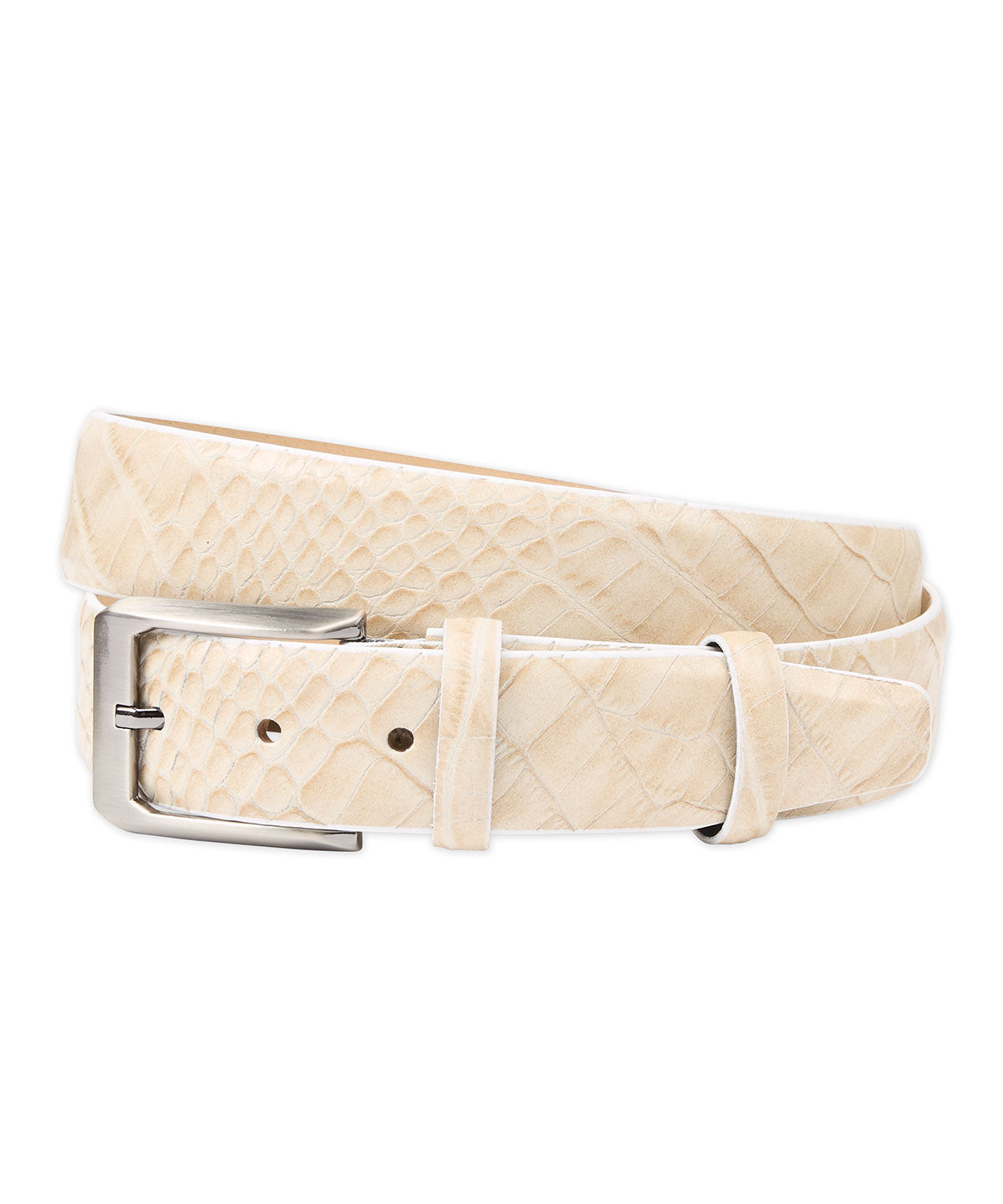 Cream Mock Ostrich Leather Belt