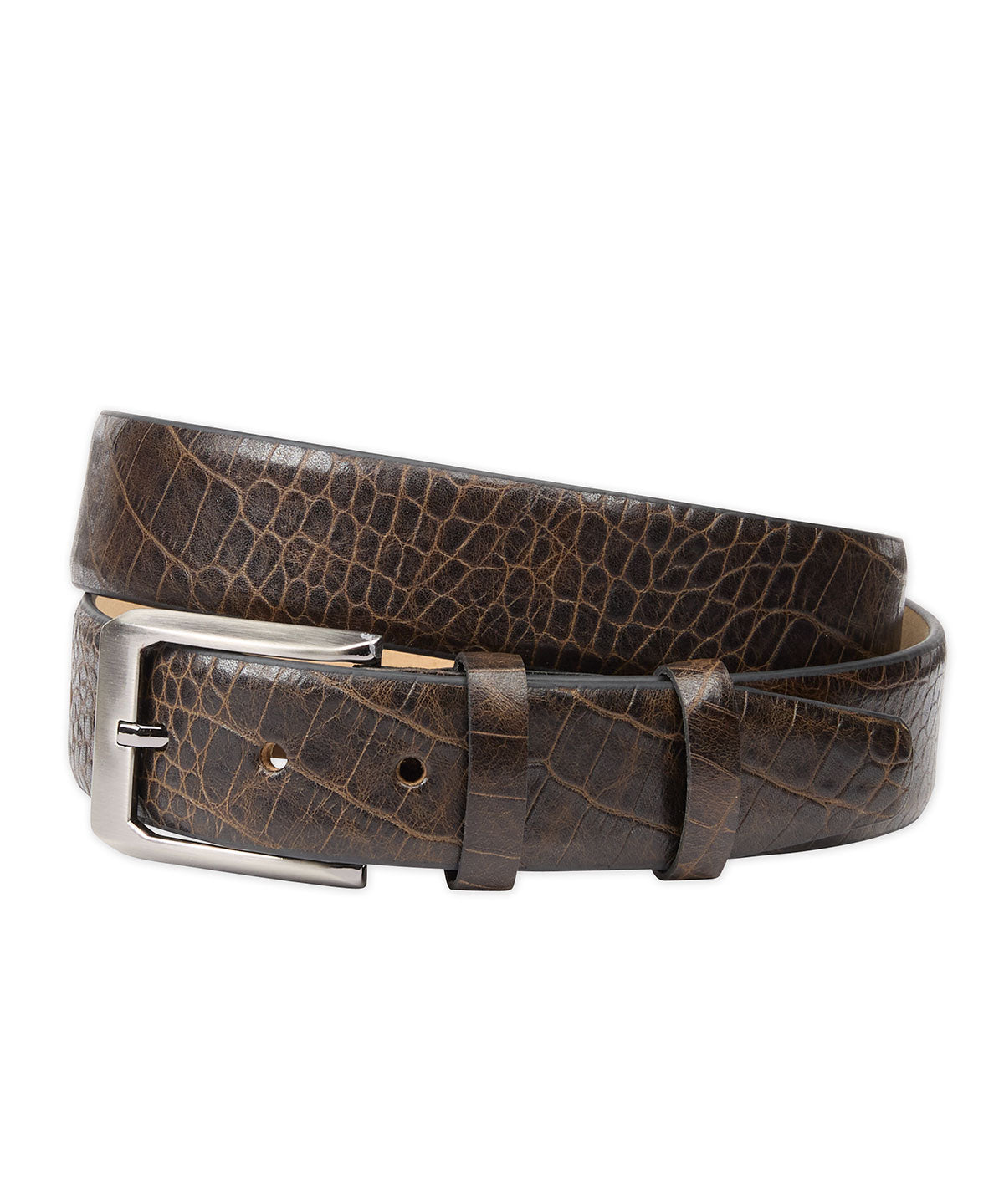 Crocodile Embossed Calfskin Leather Belt
