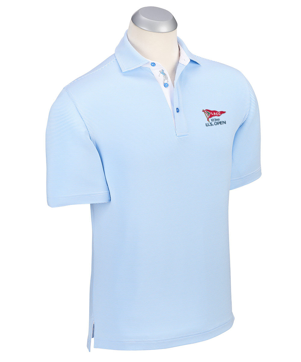 123rd U.S. Open Men&#39;s Bobby Jones Mini Feed Stripe Short Sleeve Polo Shirt