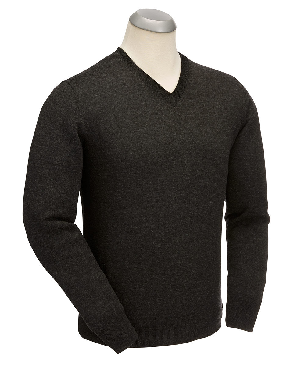 Fine Gauge 100% Merino Wool V-Neck Sweater