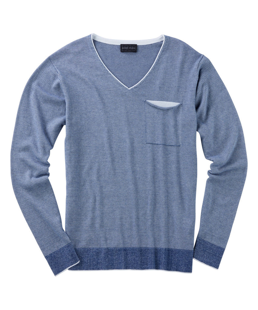 Bobby Jones V-Neck Pocket Pullover Sweater- Blue - Size M