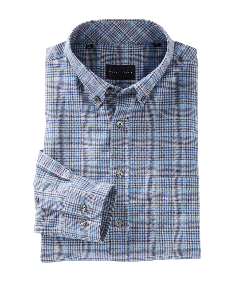 Clevenger Brushed Cotton Plaid Long-Sleeve Sport Shirt