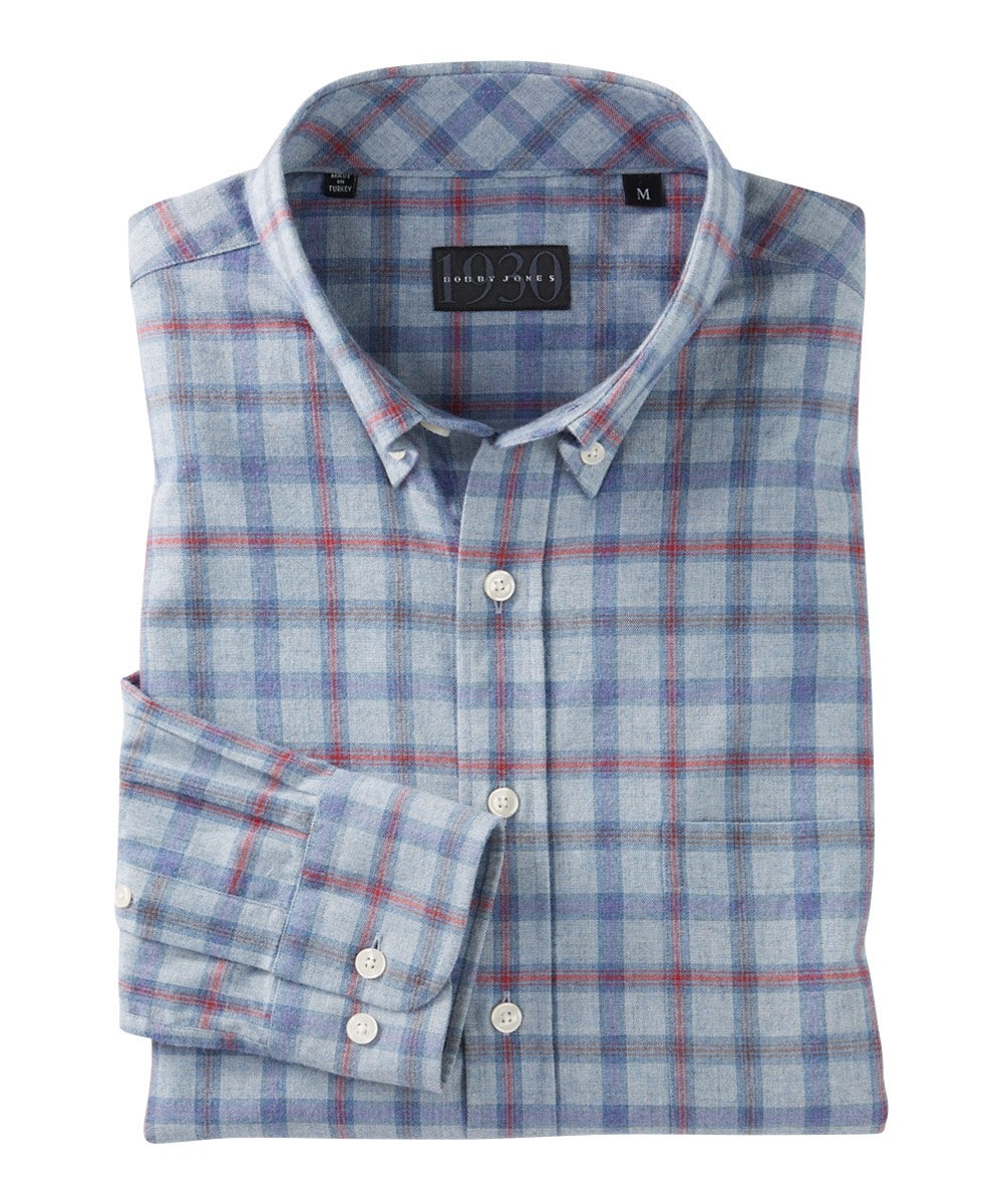 Garvin Multi Grid 100% Brushed Cotton Long Sleeve Sport Shirt