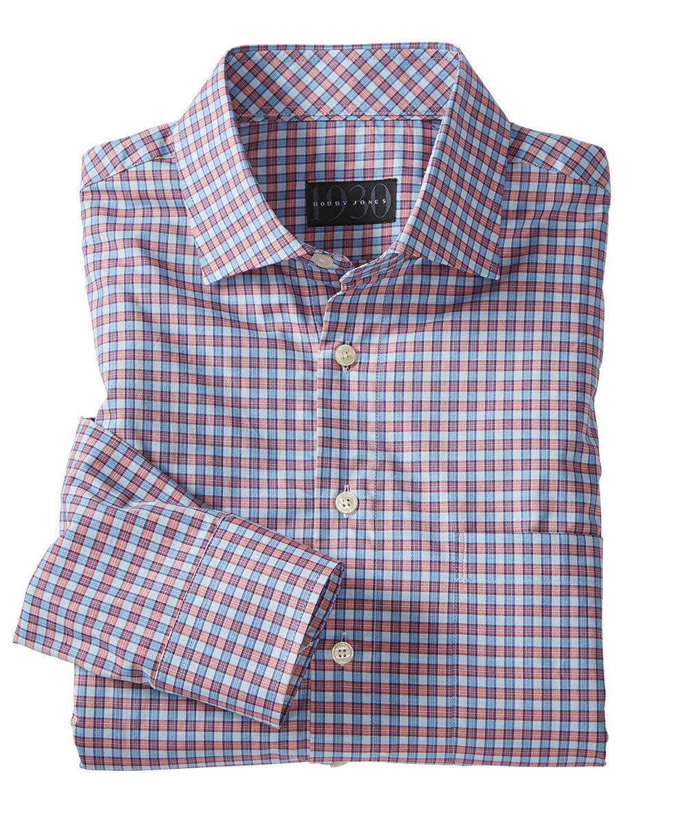 Ettore Melange Check 100% Cotton Long Sleeve Sport Shirt