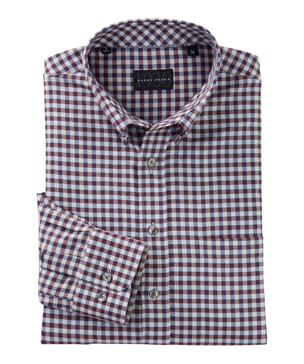 Highland Twill Gingham Long Sleeve Sport Shirt