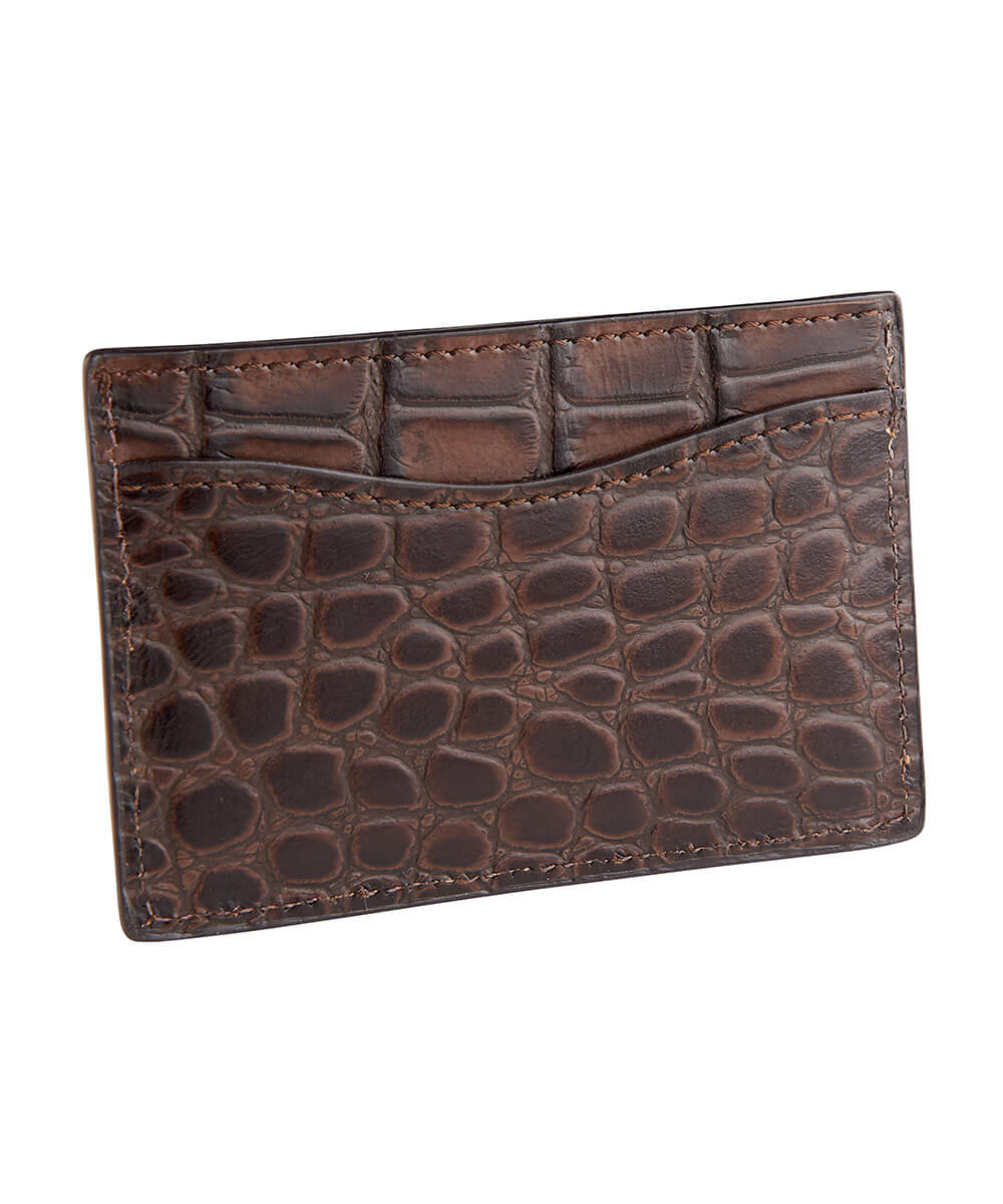 Signature Croc Embossed Leather Card Case