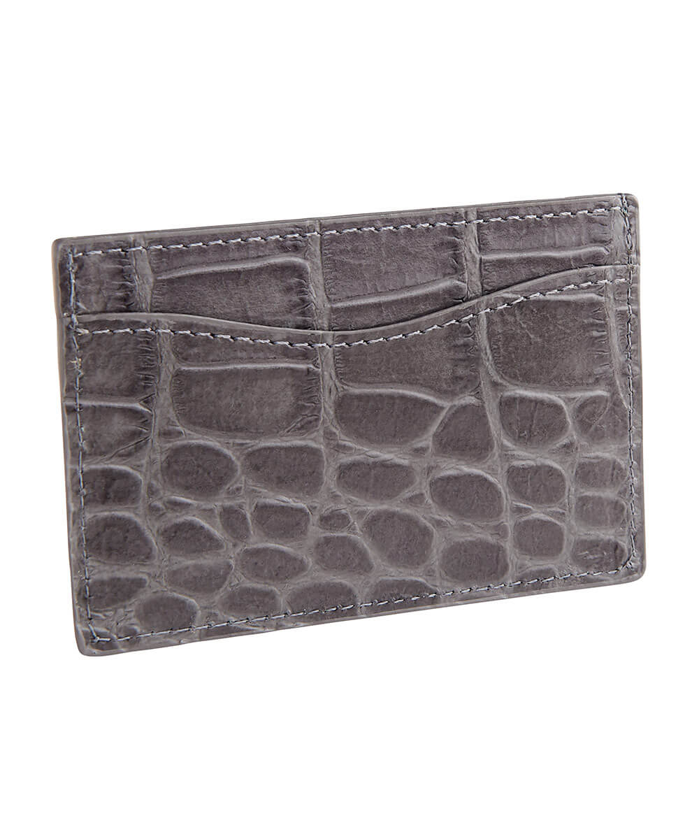 Croc Embossed Calfskin Leather Card Case