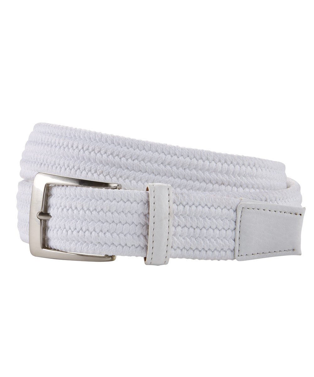 Hand Braided Stretch Belt - Beige & White