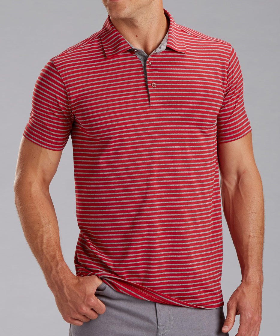 Rule 18 Tech Control Stripe Short Sleeve Polo